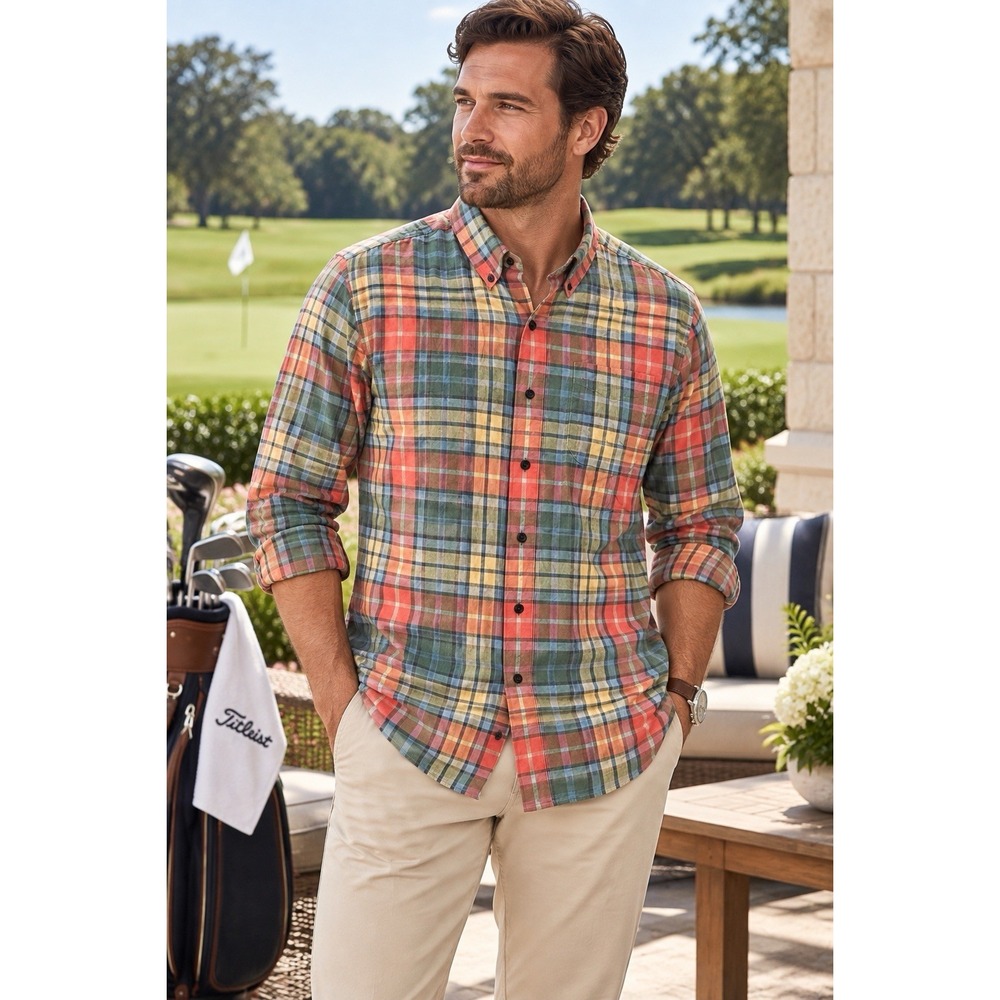 L.L.Bean Scotch Plaid Flannel Shirt Mens XL Traditional Fit Button Down